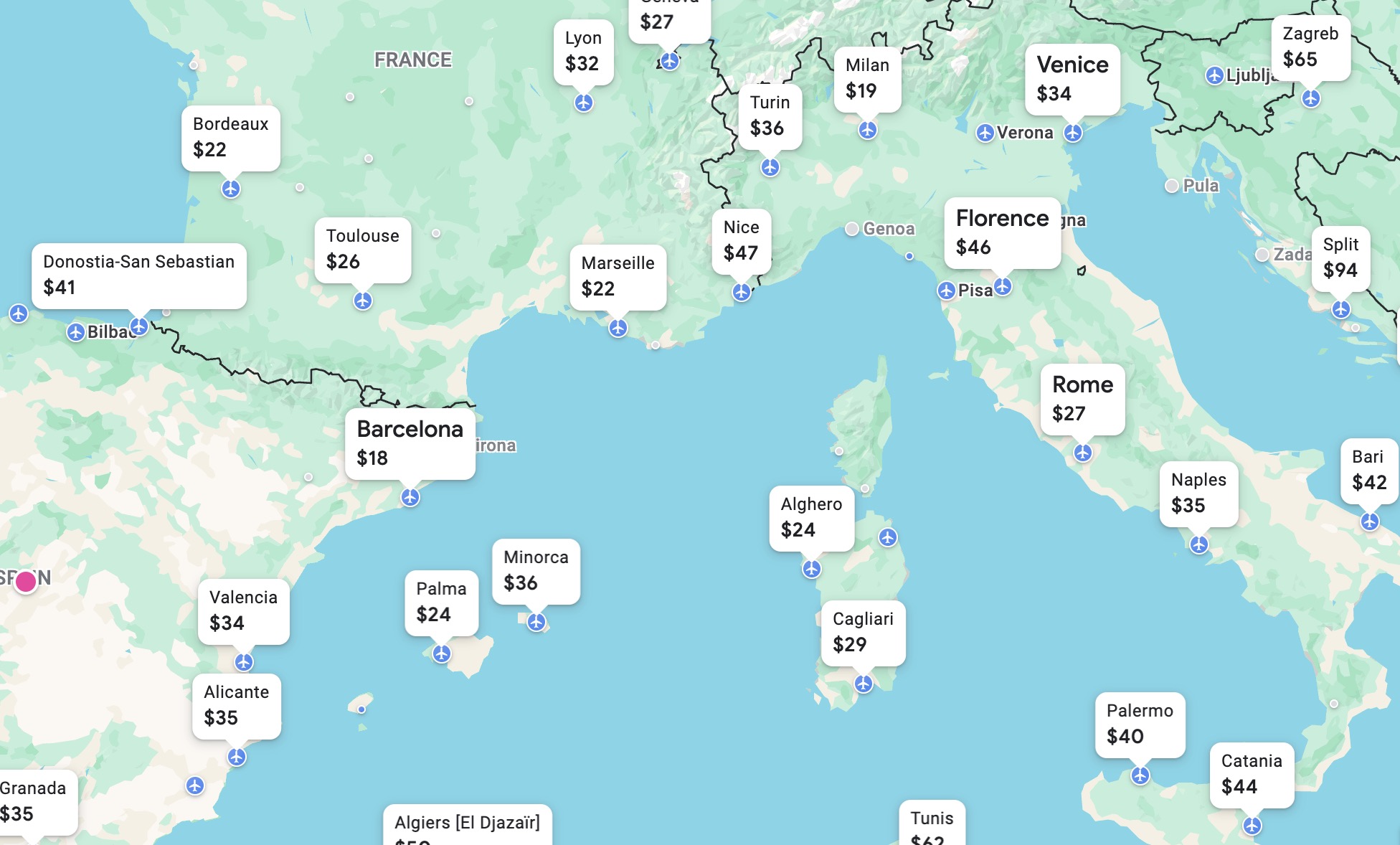 Madrid to Europe flights